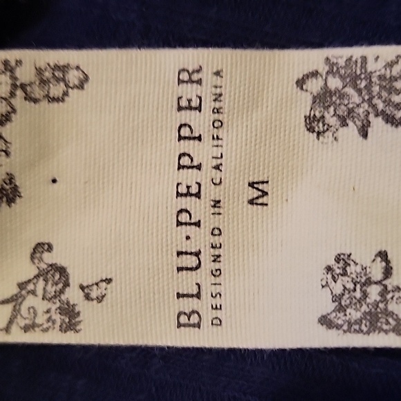 BLU PEPPER medium blue waffle knit cotton long sleeve dress - Picture 4 of 5